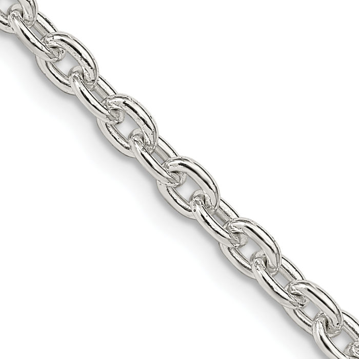 925 Sterling Silver 3.5mm Cable Rolo Link Chain Belcher Necklace