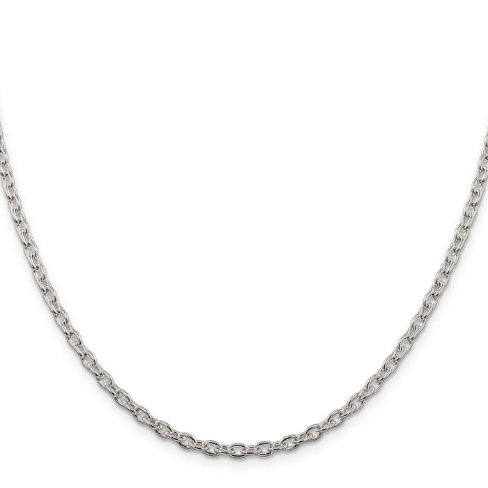 925 Sterling Silver 3.5mm Cable Rolo Link Chain Belcher Necklace