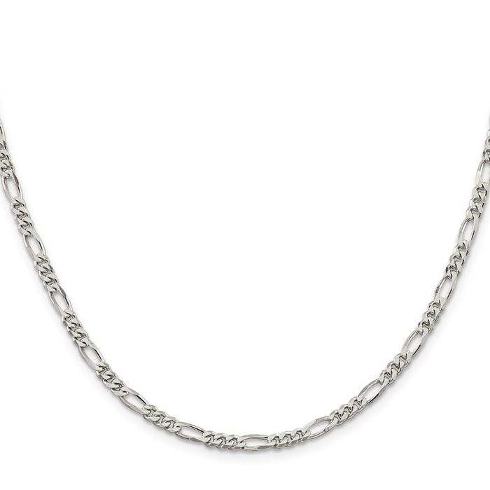 925 Sterling Silver 3.5mm Figaro Link Chain Necklace