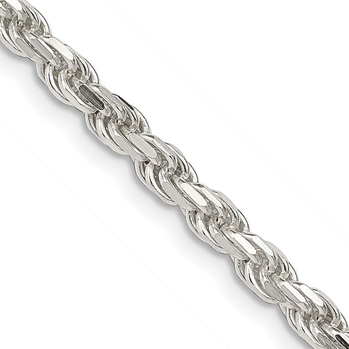 925 Sterling Silver 3.75mm Rope Chain Twisted Link Necklace