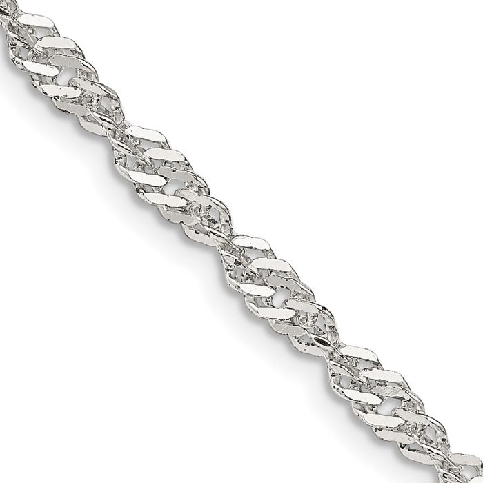 925 Sterling Silver 3.5mm Singapore Chain Necklace