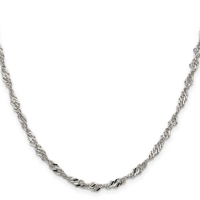 925 Sterling Silver 3.5mm Singapore Chain Necklace