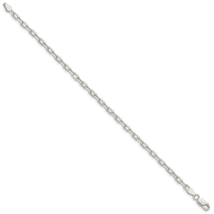925 Sterling Silver 3.75mm Long Cable Rolo Link Chain Bracelet