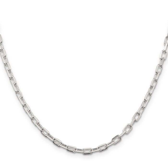 925 Sterling Silver 3.75mm Long Cable Rolo Link Chain Belcher Necklace