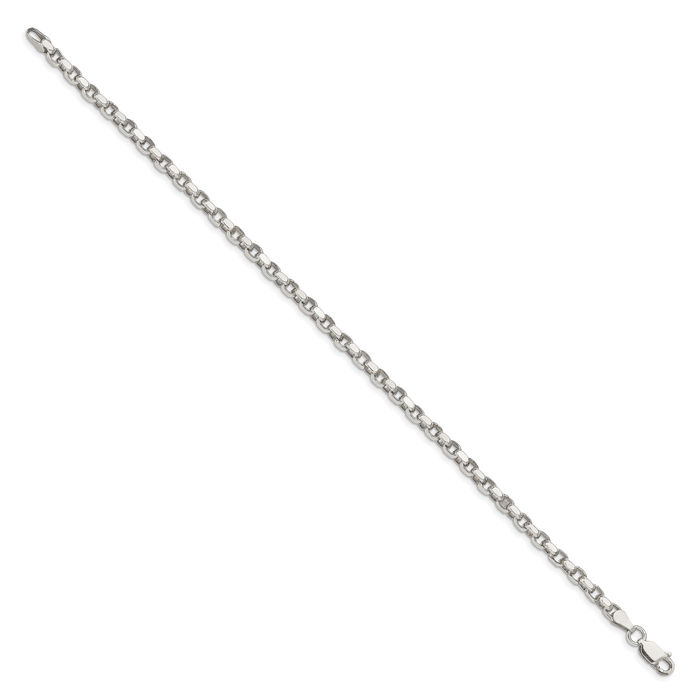 925 Sterling Silver 3.5mm Cable Rolo Link Chain Bracelet