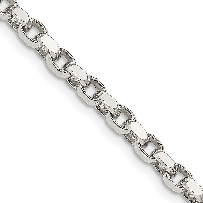 925 Sterling Silver 3.5mm Cable Rolo Link Chain Belcher Necklace