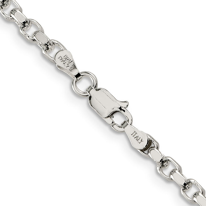 925 Sterling Silver 3.5mm Cable Rolo Link Chain Belcher Necklace