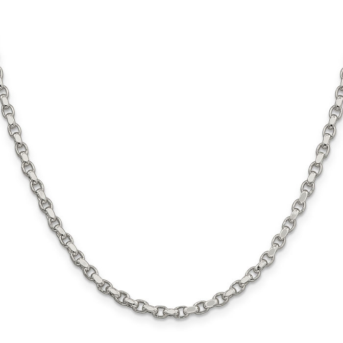 925 Sterling Silver 3.5mm Cable Rolo Link Chain Belcher Necklace