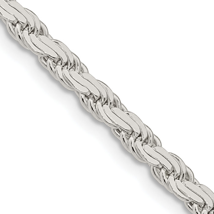 925 Sterling Silver 3.65mm Rope Chain Twisted Link Necklace