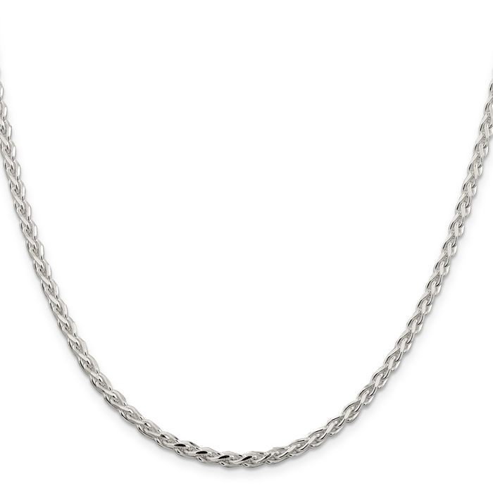 925 Sterling Silver 3.5mm Spiga Wheat Link Chain Necklace