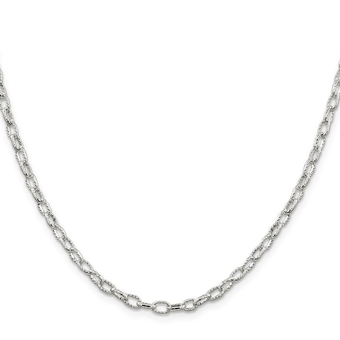 925 Sterling Silver 3.75mm Cable Rolo Link Chain Belcher Necklace