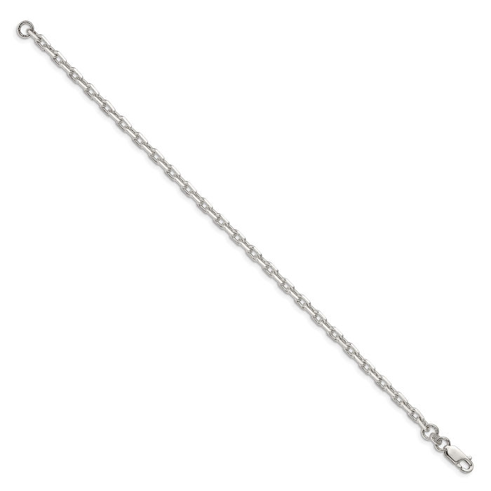 925 Sterling Silver 3.95mm Oval Cable Rolo Link Chain Bracelet