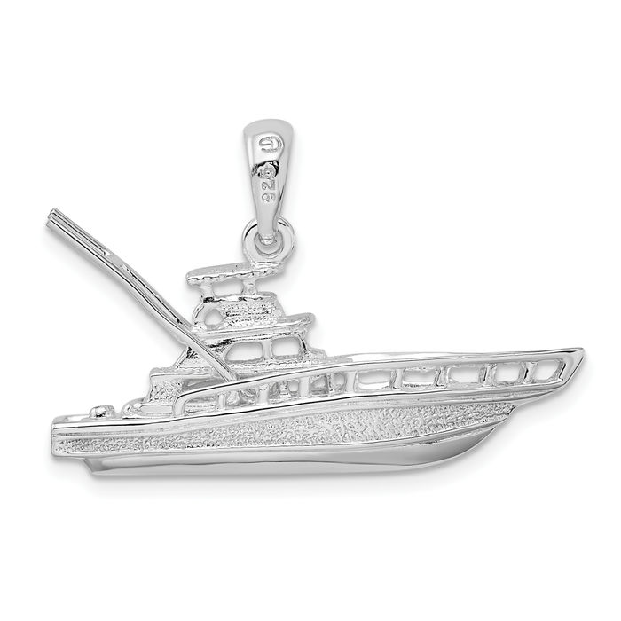 925 Sterling Silver Sportfishing Boat Necklace Chain Pendant Charm