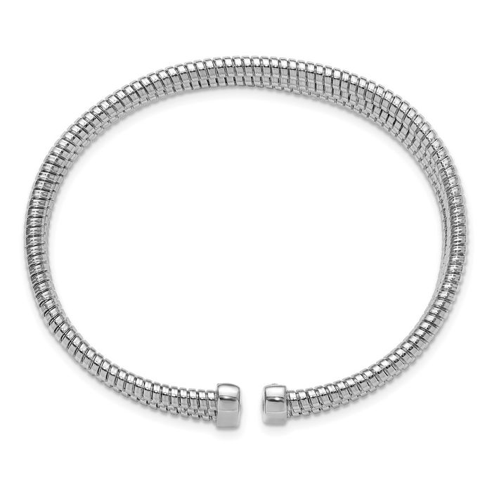 925 Sterling Silver 3mm Wrapped Cuff Bangle Bracelet - Picture 10 of 12