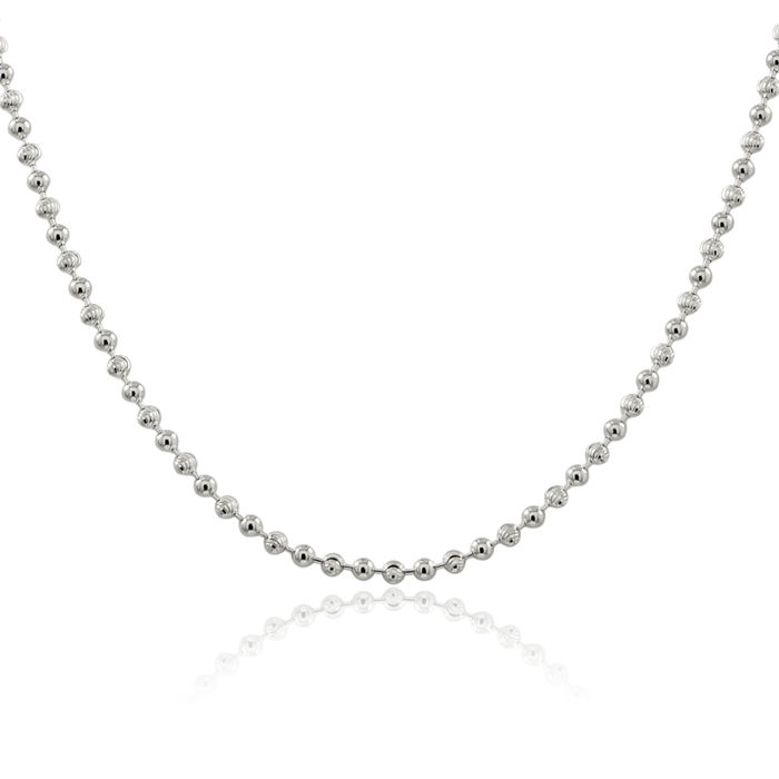 925 Sterling Silver 3mm Beaded Ball Chain Necklace