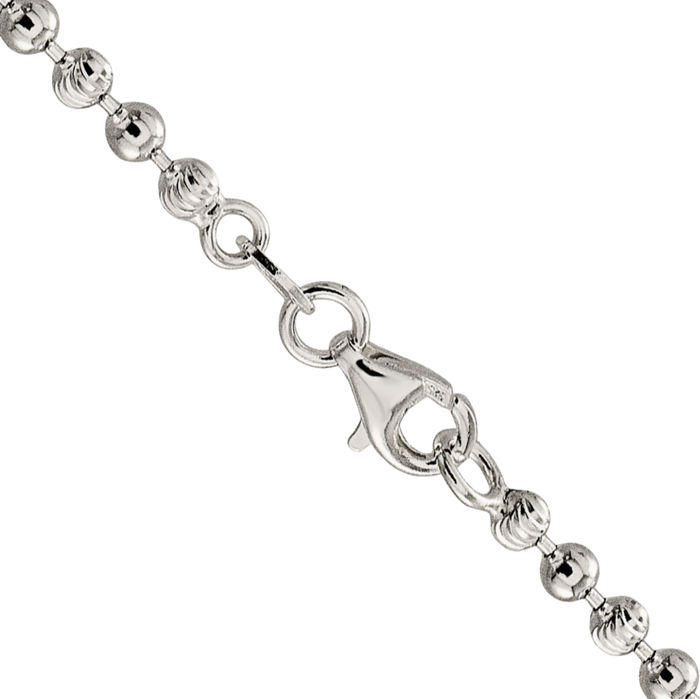 925 Sterling Silver 3mm Beaded Ball Chain Necklace