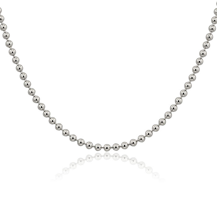 925 Sterling Silver 3mm Beaded Ball Chain Necklace