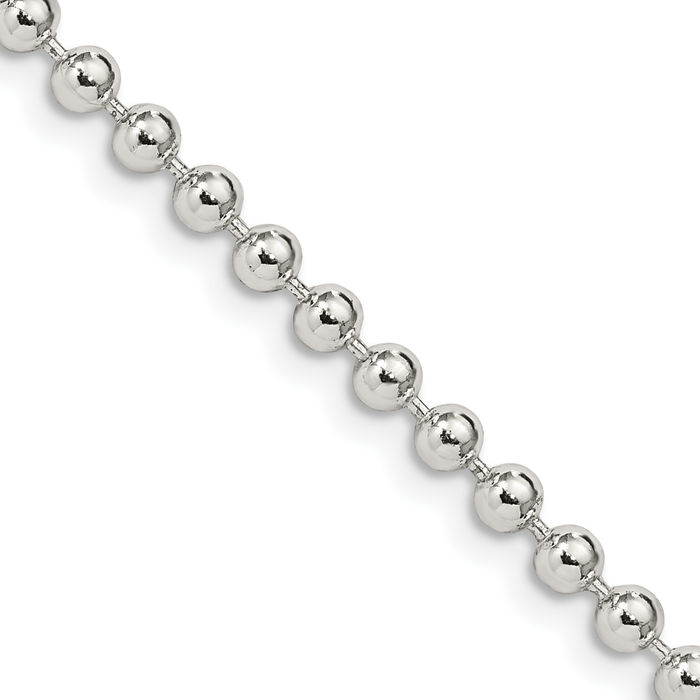 925 Sterling Silver 3mm Beaded Ball Chain Necklace