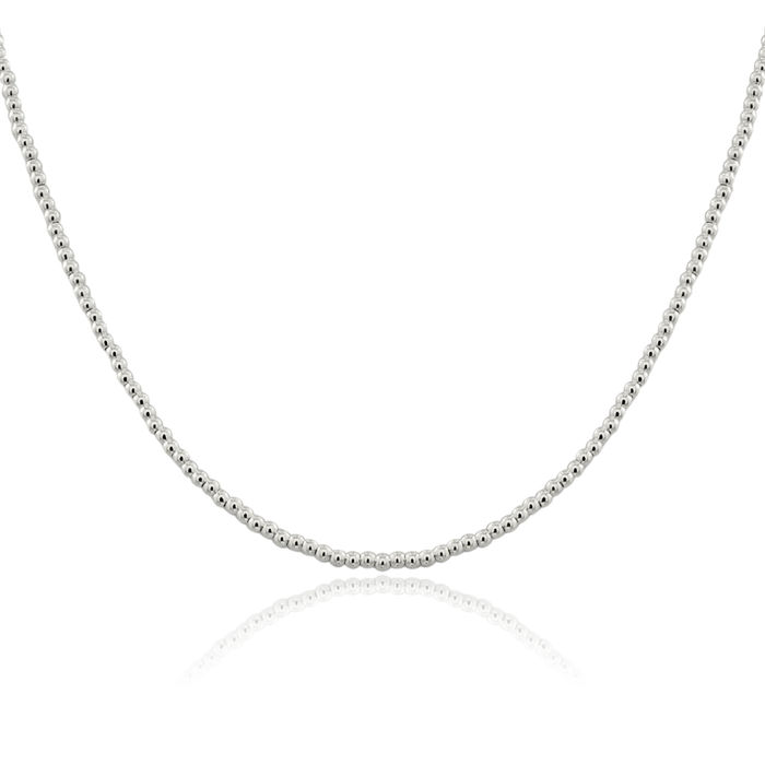 925 Sterling Silver 3mm Beads Box Link Chain Necklace