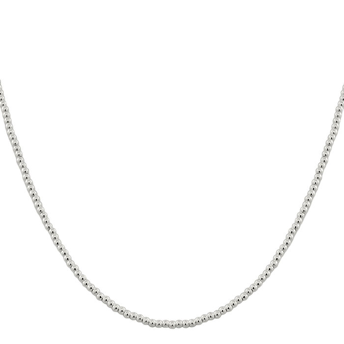 925 Sterling Silver 3mm Beads Box Link Chain Necklace