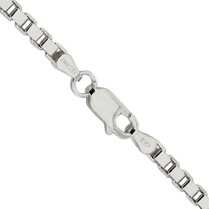 925 Sterling Silver 3mm Box Link Chain Necklace