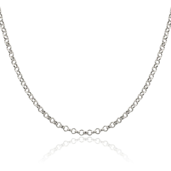 925 Sterling Silver 3mm Cable Rolo Link Chain Belcher Necklace