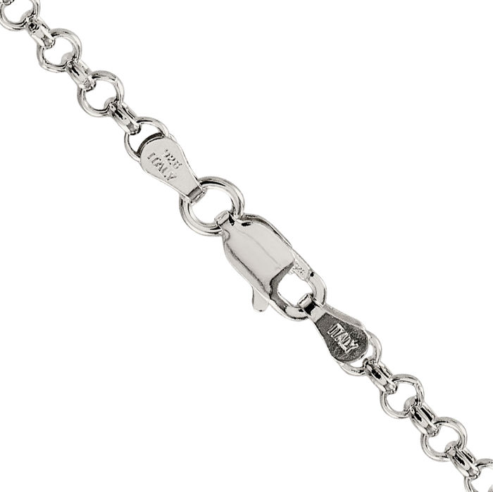 925 Sterling Silver 3mm Cable Rolo Link Chain Belcher Necklace