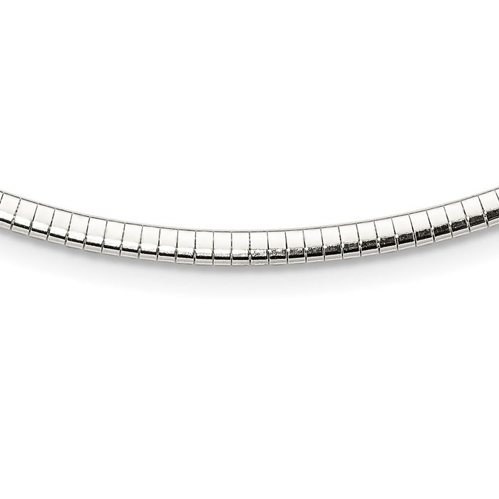 925 Sterling Silver 3mm Cubetto Omega Snake Chain Herringbone Necklace