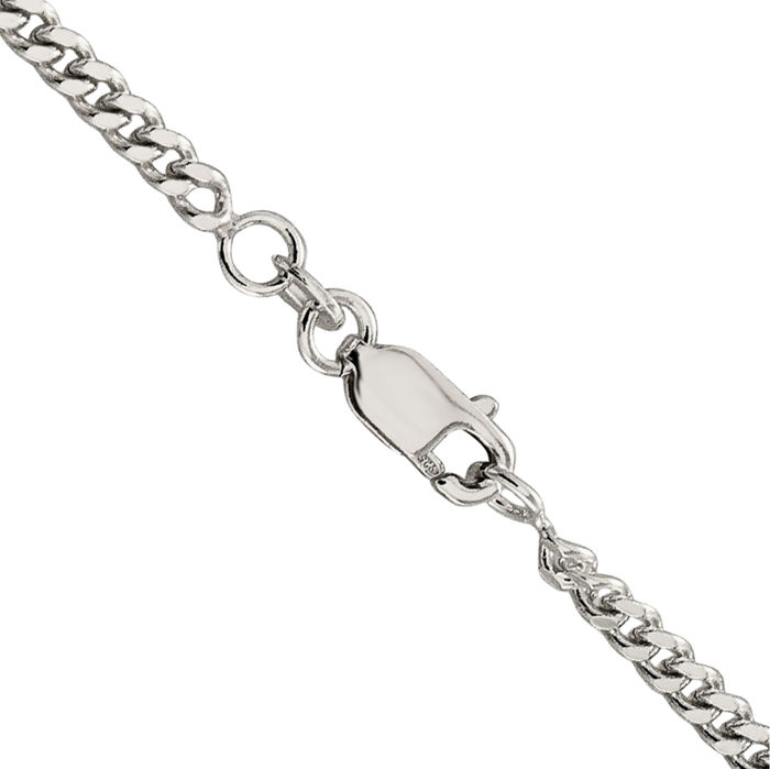 925 Sterling Silver 3mm Curb Link Chain Necklace