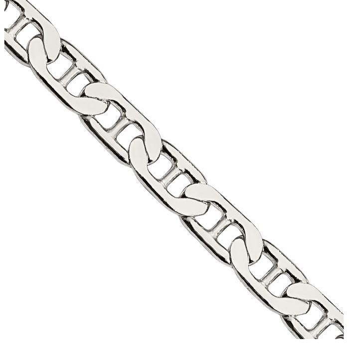 925 Sterling Silver 3mm Anchor Mariner Link Chain Necklace