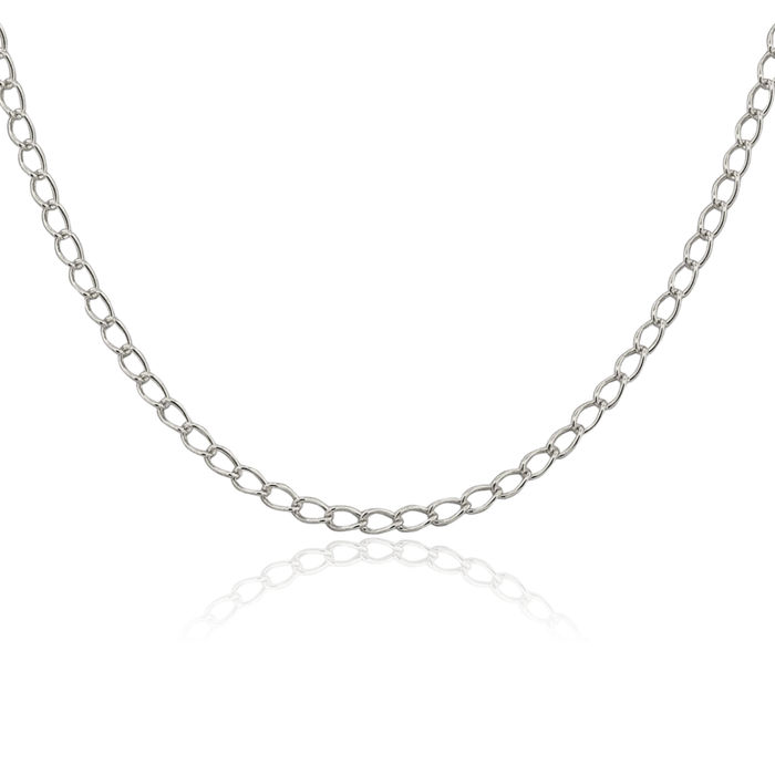 925 Sterling Silver 3mm Half Round Wire Curb Link Chain Necklace