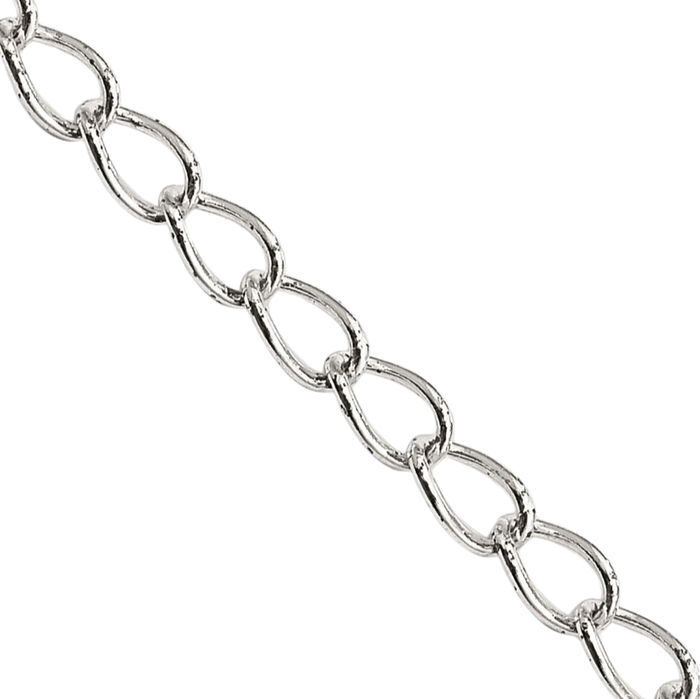 925 Sterling Silver 3mm Half Round Wire Curb Link Chain Necklace