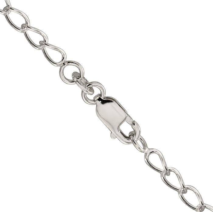 925 Sterling Silver 3mm Half Round Wire Curb Link Chain Necklace