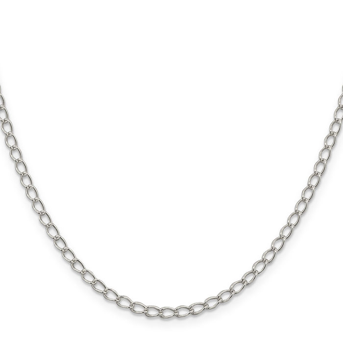 925 Sterling Silver 3mm Half Round Wire Curb Link Chain Necklace