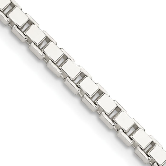 925 Sterling Silver 3mm Box Link Chain Necklace