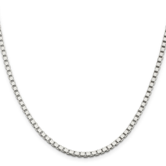 925 Sterling Silver 3mm Box Link Chain Necklace