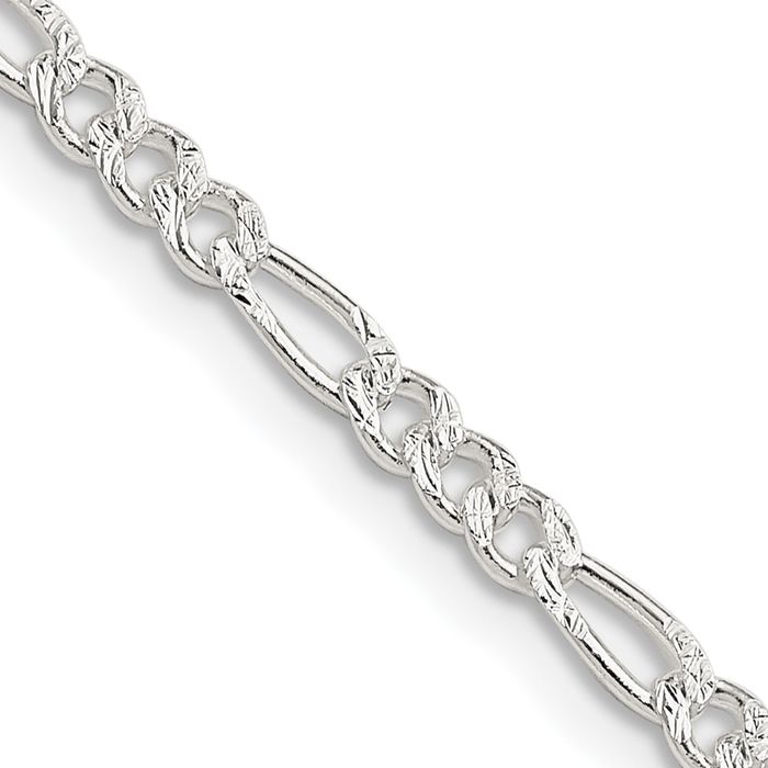 925 Sterling Silver 3mm Figaro Link Chain Necklace