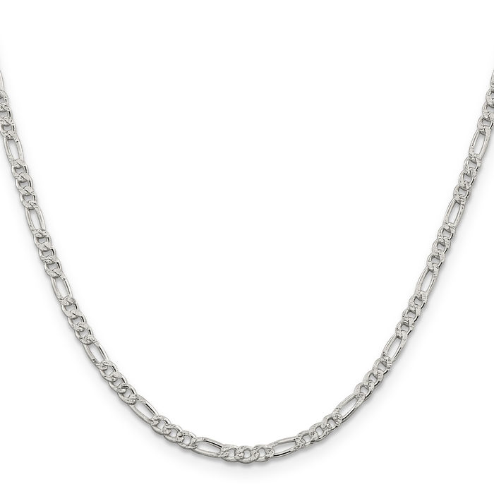 925 Sterling Silver 3mm Figaro Link Chain Necklace