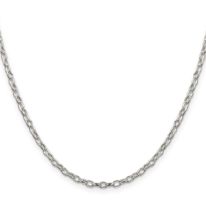 925 Sterling Silver 3mm Cable Rolo Link Chain Belcher Necklace