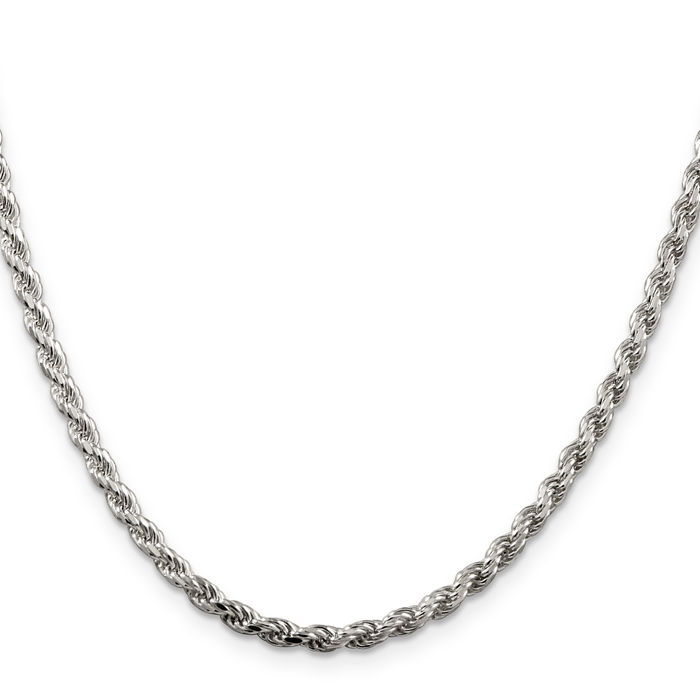 925 Sterling Silver 3.2mm Rope Chain Twisted Link Necklace