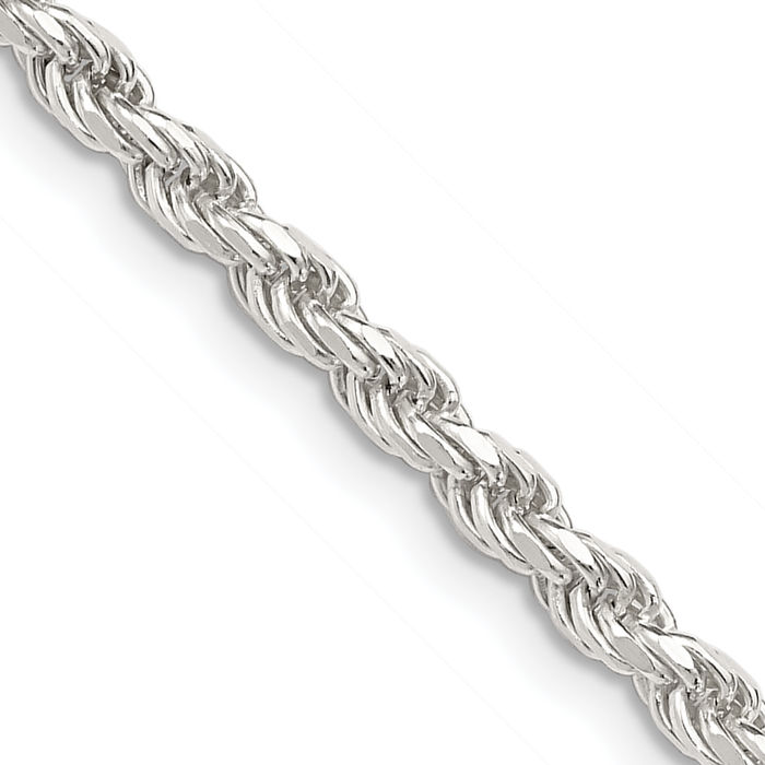 925 Sterling Silver 3.2mm Rope Chain Twisted Link Necklace