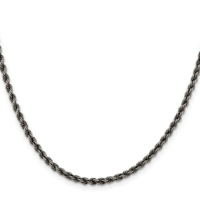 925 Sterling Silver 3.4mm Rope Chain Twisted Link Necklace