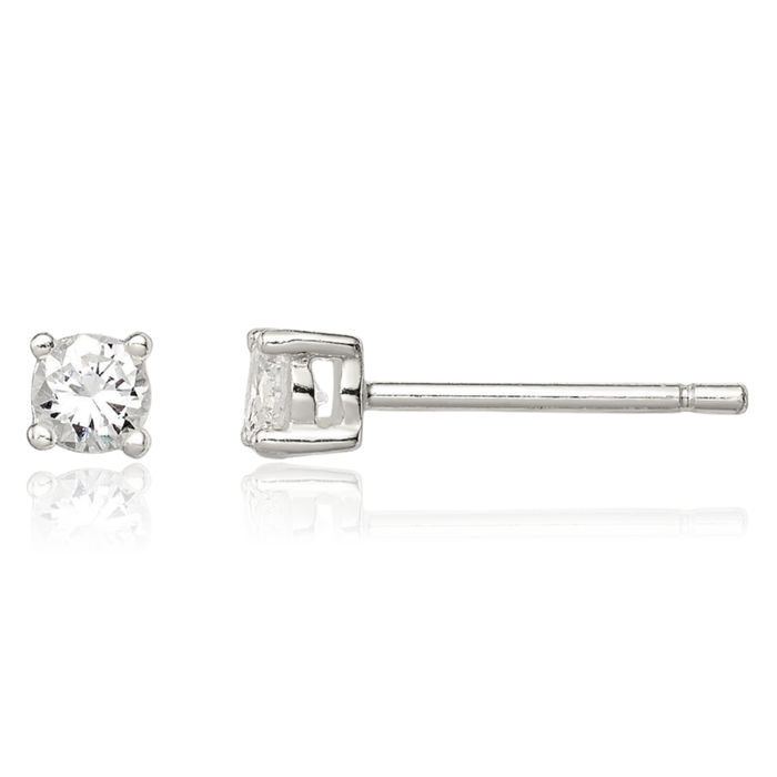925 Sterling Silver 3mm Round Cubic Zirconia CZ Stud Earrings