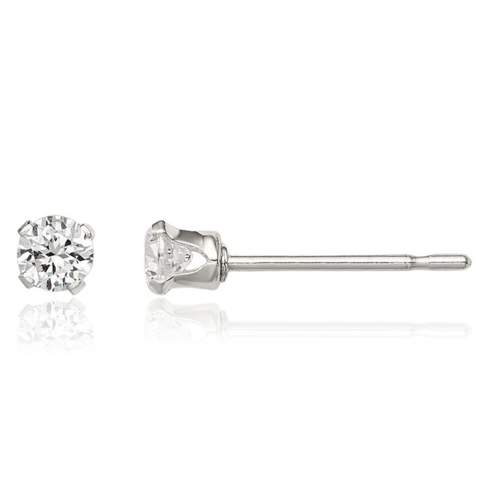 925 Sterling Silver 3mm Round Cubic Zirconia CZ Stud Earrings