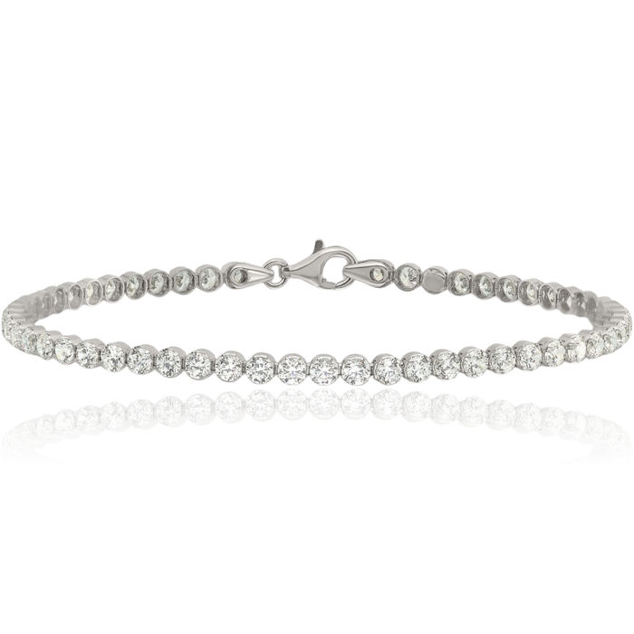 925 Sterling Silver 3mm Round Cubic Zirconia CZ Tennis Bracelet