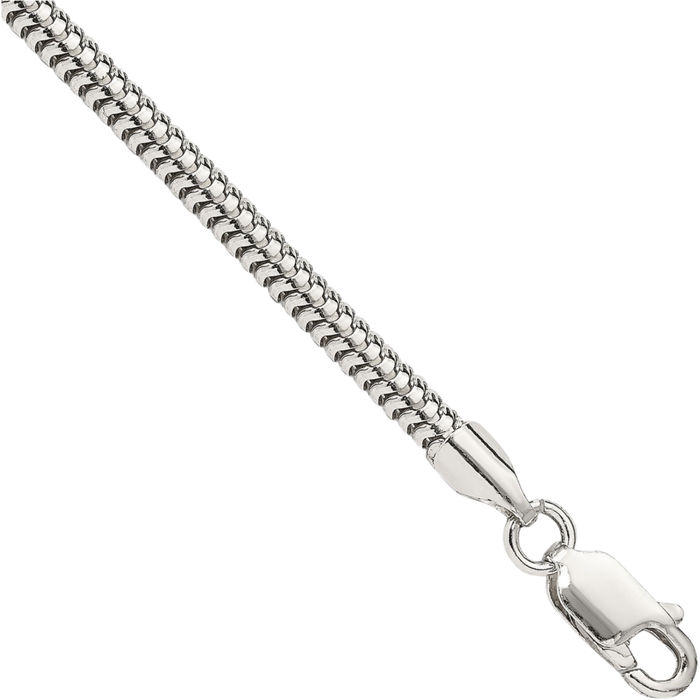 925 Sterling Silver 3mm Round Cubetto Omega Snake Chain Bracelet