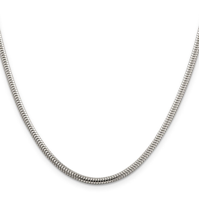 925 Sterling Silver 3mm Round Cubetto Omega Snake Chain Herringbone Necklace