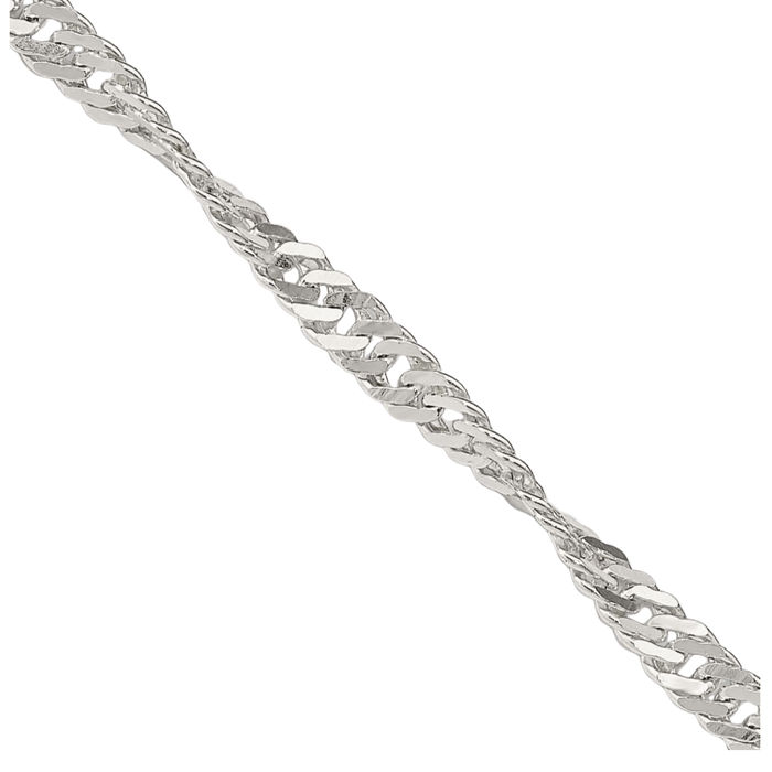 925 Sterling Silver 3mm Singapore Chain Necklace