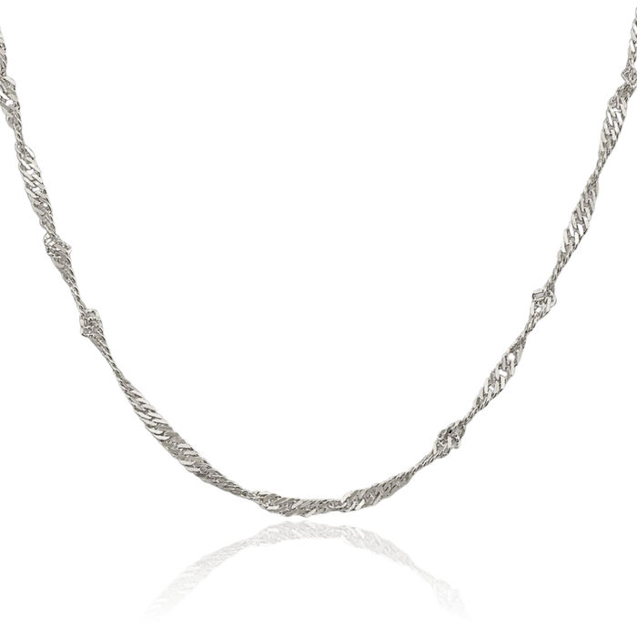 925 Sterling Silver 3mm Singapore Chain Necklace