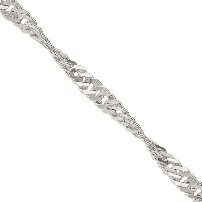 925 Sterling Silver 3mm Singapore Chain Necklace